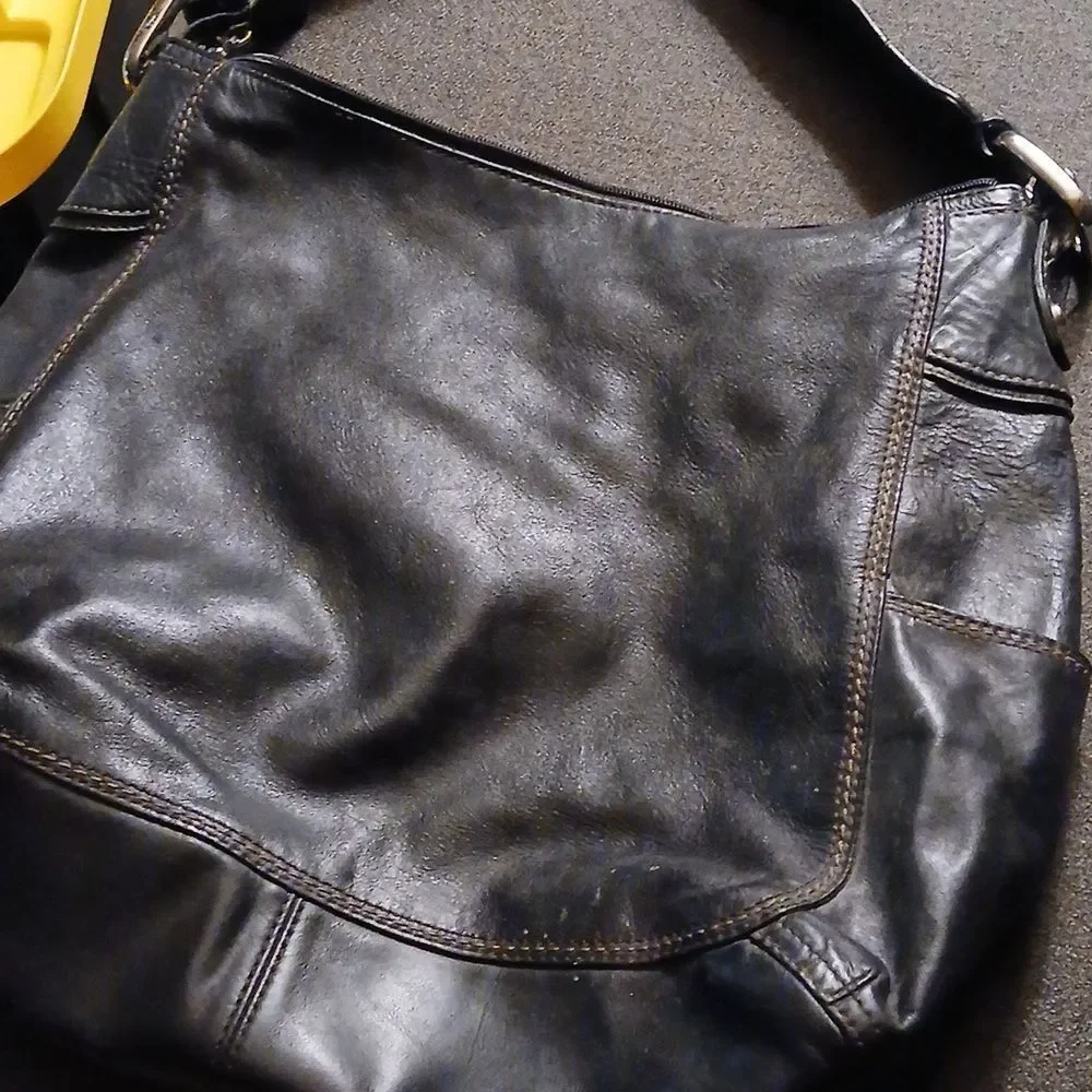 Fossil Black Leather Large Tote Style Bag / Purse
